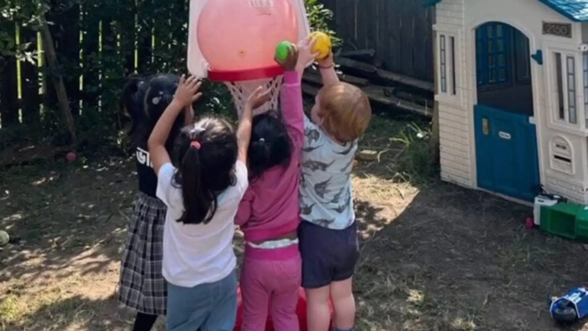 Children in backyard