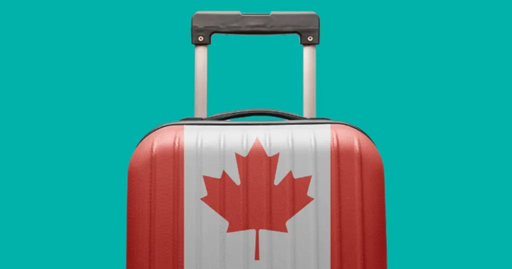 Luggage with Canadian flag